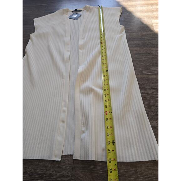 Marc New York Ivory Pleated Open Cardigan Vest Size L NWT Lightweight Preppy - Picture 9 of 10